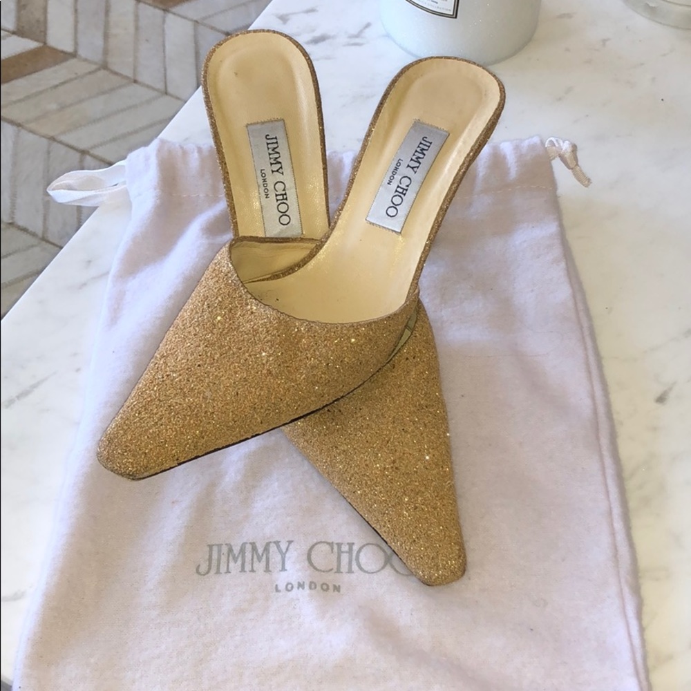Jimmy Choo Glitter Mule Heels